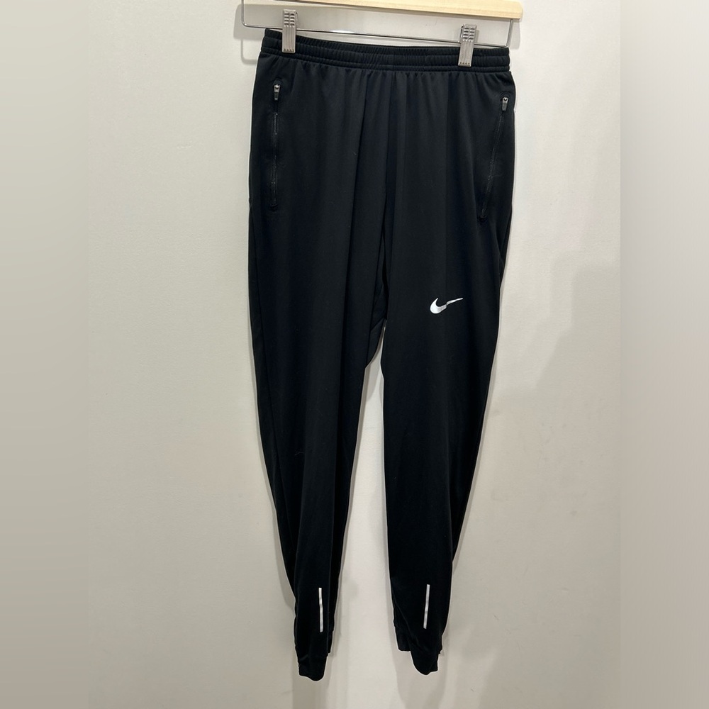 Nike Dri-Fit Black Track Joggers with White Swoosh
